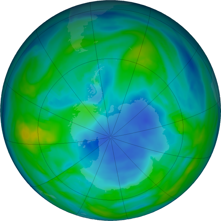 Antarctic ozone map for 14 May 2018